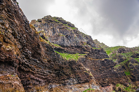 加那利群岛特内里费的石岩海岸线花岗岩海岸天空岩石旅行火山巨石海滩石头背景图片