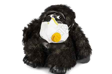 防艾宣传戴防流感面具的软玩具大猩猩病背景