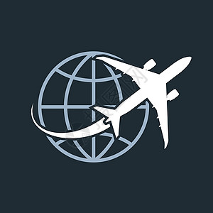 飞机客机环游世界-飞机在全球范围内飞行插画