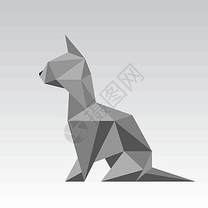 猫类商业宠物小猫折纸哺乳动物卡通片灰色艺术玻璃绘画图片
