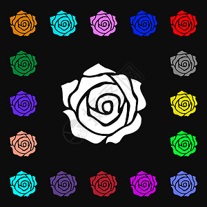 玫瑰图标符号 设计时有很多多彩的符号 矢量图片