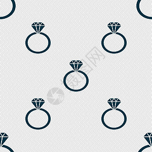 钻石戒指图标标志 具有几何纹理的无缝模式 韦克托婚姻珠宝水晶礼物新娘订婚婚礼宝石首饰奢华图片
