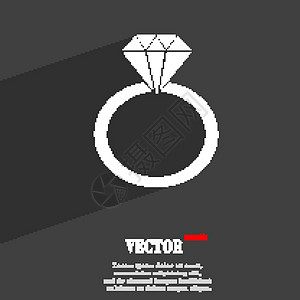 钻石戒指符号平现代网页设计与长长的阴影和空间为您的文本 韦克托妻子婚礼婚姻订婚礼物宝石新娘奢华水晶首饰图片
