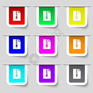 计算机 zip 文件夹存档图标标志 为您的设计设置多彩多姿的现代标签 韦克托图片