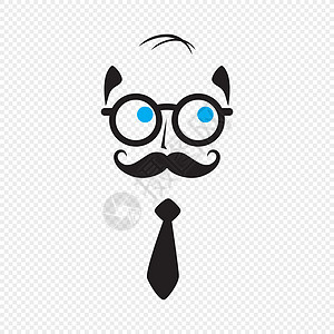 留着小胡子的极客书呆子胡子天才领带裤子男性头发成人眼镜插图伙计图片