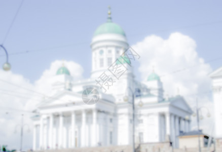 赫尔辛基大教堂的焦点分散背景 有意参加 续雕塑脚步门廊柱子楼梯圆顶宗教大教堂石头穹顶图片