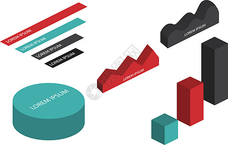 平面 3d 等距分布图信息商业设计展示板数据按钮图表统计概念演示图片