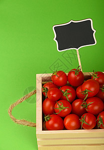 红西红番茄盒装箱 价格标志高于绿色季节黑色红色活力标签黑板食物收成把手盒子图片