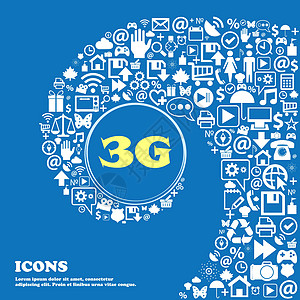 3g 标志图标 移动通信技术符号 漂亮的一组漂亮的图标扭曲成一个大图标的中心 韦克托按钮插图标准质量电话邮票技术边界互联网框架图片