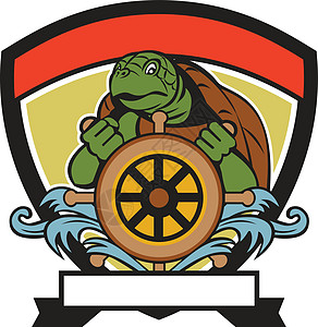 在海龟爬虫艺术品方向盘乌龟舵手车轮插图波峰图片