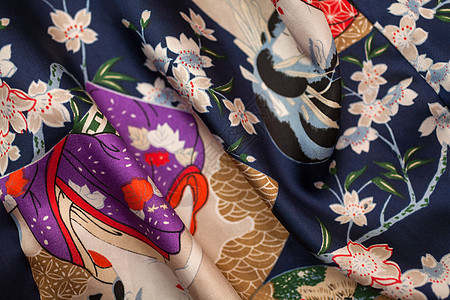 日本面料戏服装饰纺织品艺术文化古董材料织物风格手工背景图片