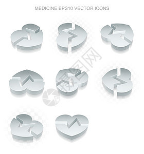 医学图标设置不同视图的金属10 矢量背景图片