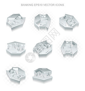 钱图标设置不同视图的金属10 矢量背景图片