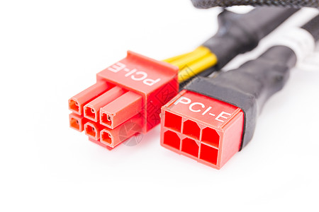 水管电线特写 PCI E 有线视频卡工作室电脑电子插座绳索宏观电气黄色卡片电缆背景