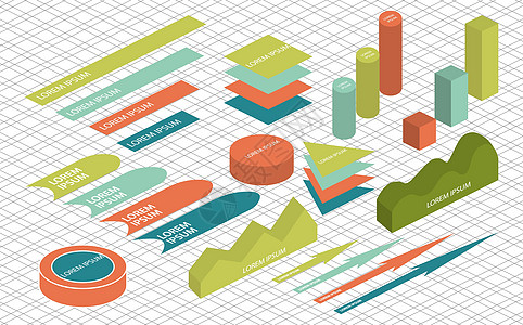 平面 3d 等距分布图图表设计木板推介会信息业务标签商业统计概念图片