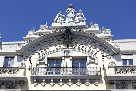 巴塞罗那港 西班牙韦尔港历史建筑的详情西班牙城市雕塑文化纪念碑地标港口地方背景图片