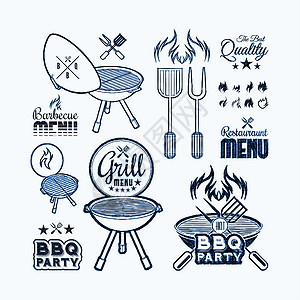 烧烤炉牛肉绘画木板黑板食物咖啡店烹饪野餐派对插图图片