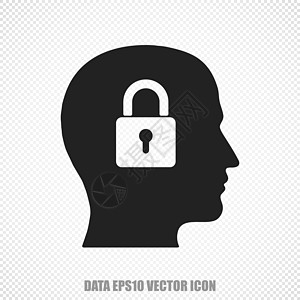 金融带有 Padlock 图标的信息矢量头图标 现代公寓设计插画