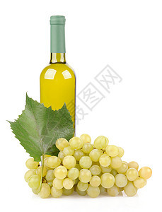 白酒瓶和葡萄液体宏观美食浆果庆典酒杯藤蔓叶子酒吧玻璃图片
