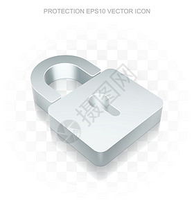 隐私图标平面金属 3d 封闭挂锁透明阴影 EPS 10 矢量图片