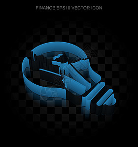 金融图标蓝色 3d 灯泡由10 矢量丝带交易战略伙伴团队管子营销头脑磁带反射图片