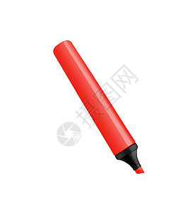 纯白上隔离的红标记荧光笔绘画塑料教育染色白色红色标签办公室墨水图片