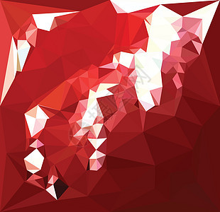 Coquelicot 红色抽象摘要低多边形背景虞美人三角形测量白色多面体三角像素化马赛克折纸背景图片