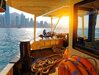 香港港建筑领土渡船酒店巡航日出海洋商业乘客旅游图片