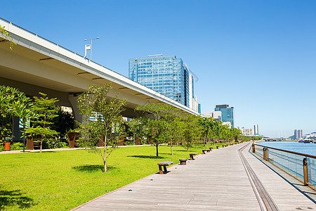 香港海滨公园小路晴天海洋爬坡建筑学渡船天空天际城市公园图片