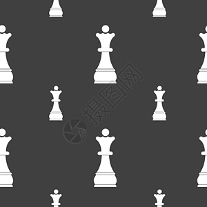 国际象棋皇后标志 灰色背景上的无缝模式 韦克托闲暇挑战互联网横幅反射女王标识绘画紫色运动图片
