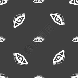 睫毛标志 灰色背景上的无缝模式 韦克托标识艺术眼皮女性眉头眼睛插图瞳孔蓝色卡通片图片