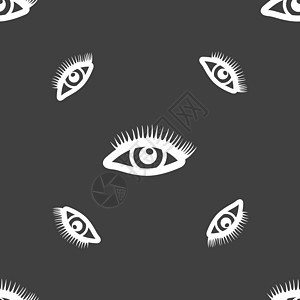 睫毛标志 灰色背景上的无缝模式 韦克托女性手表眉头艺术情感光学插图眼皮黑色蓝色图片