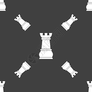 国际象棋 Rook 标志 灰色背景上的无缝模式 韦克托标签用户徽章办公室标识时间控制智力原则游戏图片