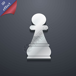 Chess Pawn 图标符号 3D 风格 Trendy 具有文本空间的现代设计图片