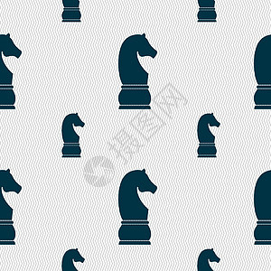 国际象棋骑士图标 符号 具有几何纹理的无缝模式 韦克托技术鬃毛领导者木板游戏艺术挑战战略锦标赛动物图片