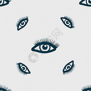 睫毛标志 具有几何纹理的无缝模式 韦克托卡通片魅力女士女性标识瞳孔睫毛膏眼球眉头蓝色图片