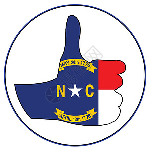北卡罗来纳州北部徽章手势艺术拇指信号手指按钮适应症旗帜艺术品图片