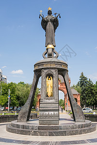 俄罗斯克拉斯诺达尔-2016年5月22日 观察Krasnodar女主妇的纪念碑 纪念凯瑟琳二世皇后诞生280周年图片