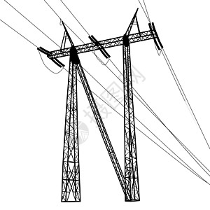 高压电力线的轮廓 矢量插图电源线电压网络电气力量变压器建造技术基础设施工程图片