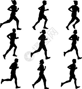 套剪影 短跑运动员 矢量图女士训练优胜者肾上腺素团体男性冠军竞技游戏赛跑者图片
