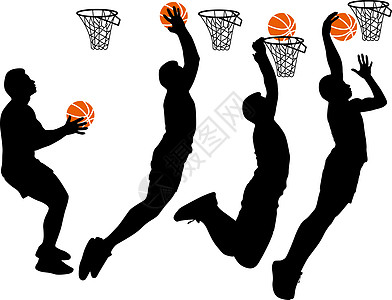 男子在白色背景上打篮球的黑色剪影艺术品团体行动插图身体戒指工作学生游戏女性图片