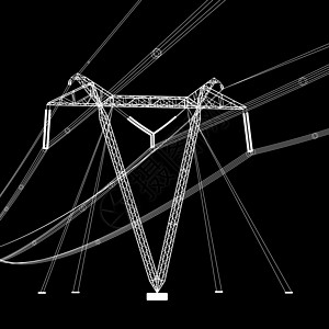 高压电力线的轮廓 矢量图金属工程工业电源线建造电压危险变压器技术活力图片