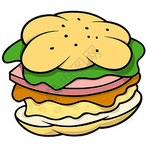 汉堡包手绘午餐营养食物插图包子绘画面包小吃动画片背景图片