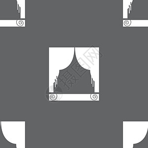 窗帘图标标志 灰色背景上的无缝模式 韦克托推介会插图框架戏剧大厅奢华建造歌剧玻璃剧院图片