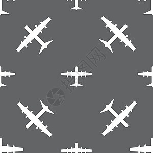平面图标标志 灰色背景上的无缝模式 韦克托空气折纸货物运输航班速度邮件玩具飞机场乘客图片