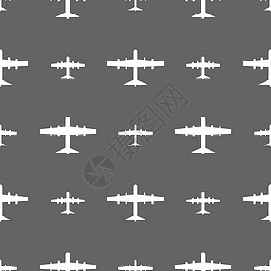 平面图标标志 灰色背景上的无缝模式 韦克托互联网空气航空乘客货物力量商业航班航空公司网站图片