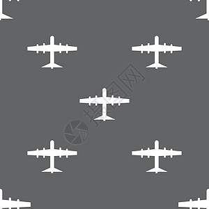 平面图标标志 灰色背景上的无缝模式 韦克托电子邮件运输玩具航空公司物理插图力量乘客折纸航班图片