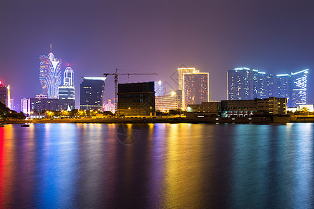 夜间澳门天际日落建筑城市旅行池塘风景办公室酒店运输景观图片