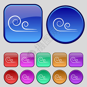 风图标标志 一套十二个复古按钮为您的设计 韦克托图片