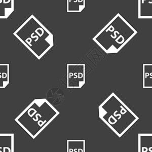 PSD 图标标志 灰色背景上的无缝模式 韦克托插图办公室包装格式网站电子下载按钮互联网位图图片